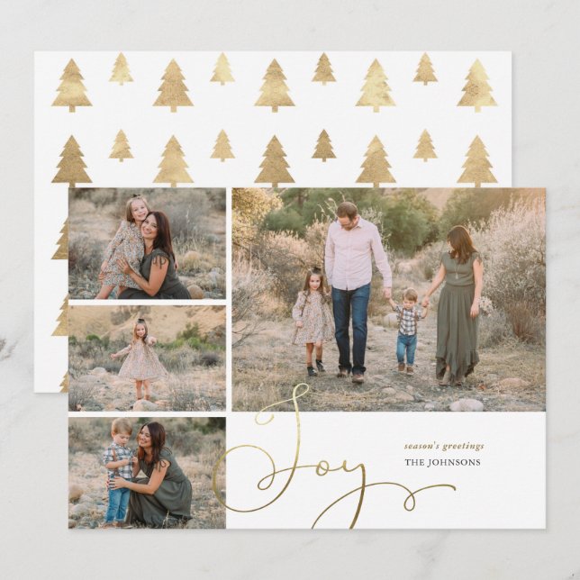 Cartão de Férias Festivo Dourado Collage Flat Holi (Frente/Verso)