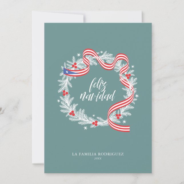 Cartão de Férias Flat de Férias Feliz Navidad Wrea (Frente)