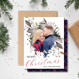 Cartão de Férias Flat de Xadrez Búfalo Vermelha e