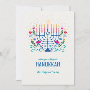 Cartão de Férias Flat Hanukkah Abençoado