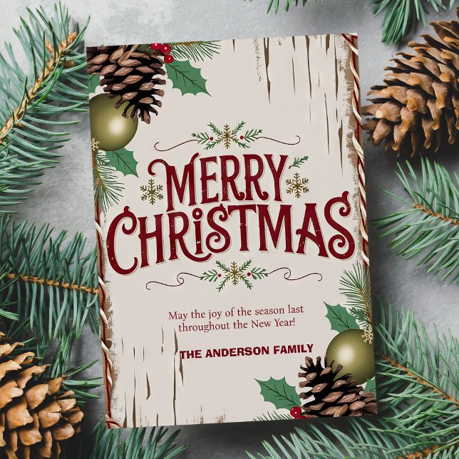 Cartão de Férias Floral de Natal Rustic (Rustic Merry Christmas Floral Holiday Card)