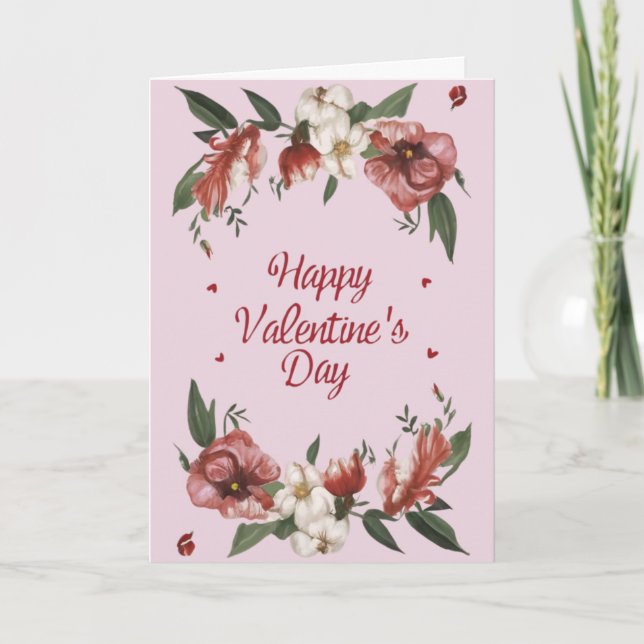 Cartão de Férias Floral do Dia dos Namorados (Frente)