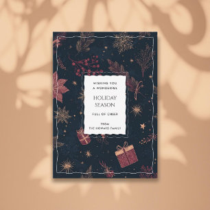 Cartão de Férias Floral Vermelho Preto Caprichoso