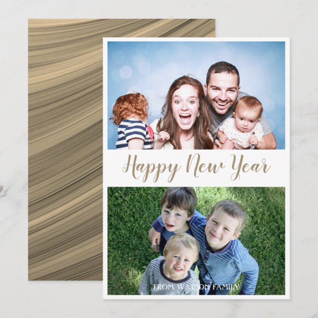 Cartão de Férias Fotográficas do Feliz ano novo Mo (Frente/Verso)