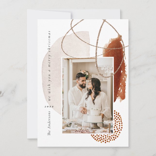 Cartão de Férias Geométricas do Terracotta Modern (Frente)