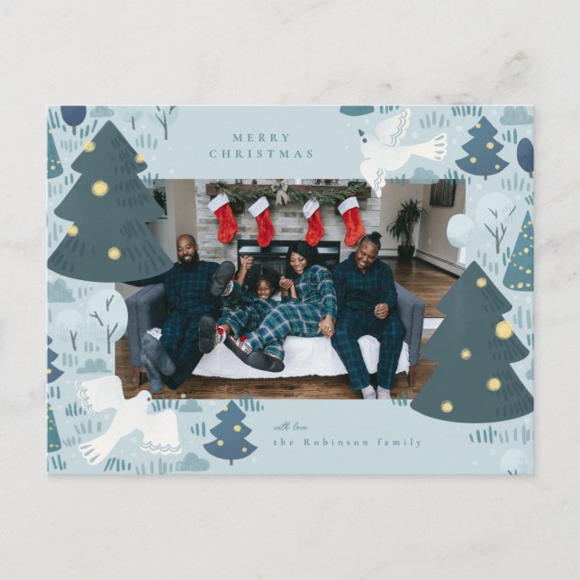 Cartão de Férias Ilustrado com Pombo da Paz (Frente)