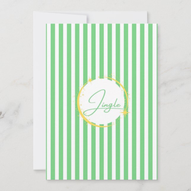 Cartão de Férias Listrado Verde e Branco Jingle  (Frente)