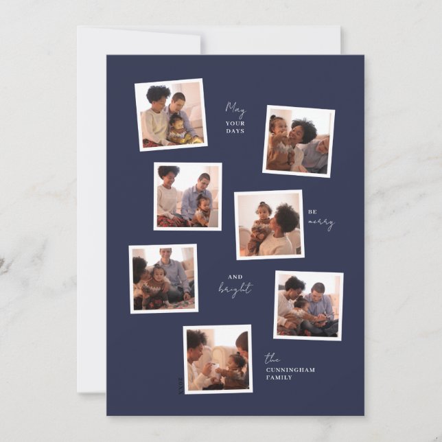 Cartão de férias mínimo de sete fotos (Frente)