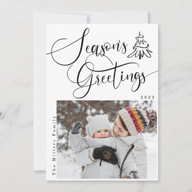 Cartão de Férias Moderno 2 para Saudações da Estaç (Frente)