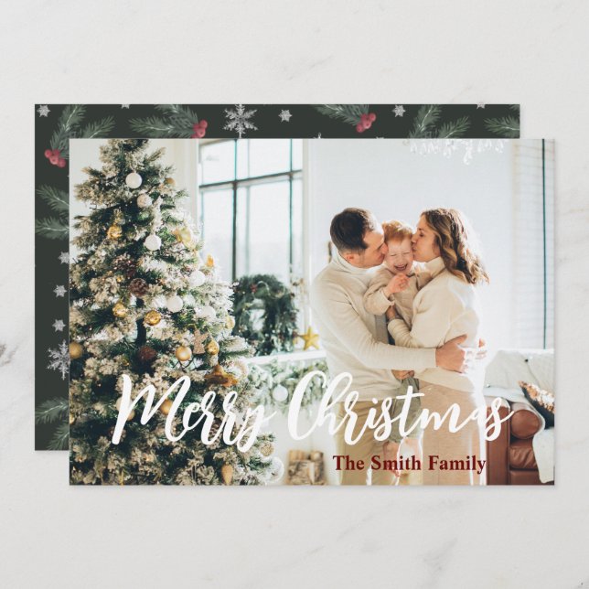 Cartão de Férias Moderno de Foto da Família Feliz  (Frente/Verso)