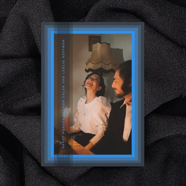 Cartão de Férias Moldura Azul (Criador carregado)