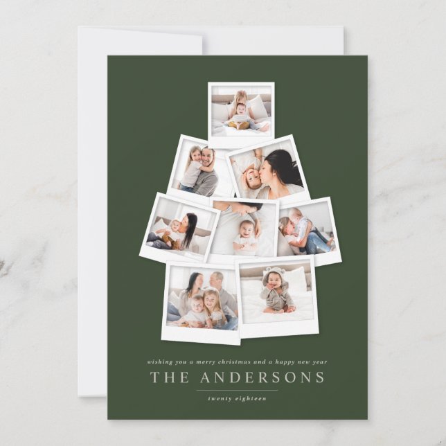 Cartão de férias multifoto de árvore de Natal pola (Frente)