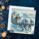 Cartão de Férias Natal Bison Buffalo Santa Claus<br><div class="desc">Bison Puxando um cartão de Natal de Sleigh carregando Papai Noel. Personalize isso com sua própria mensagem e torne-a sua.</div>