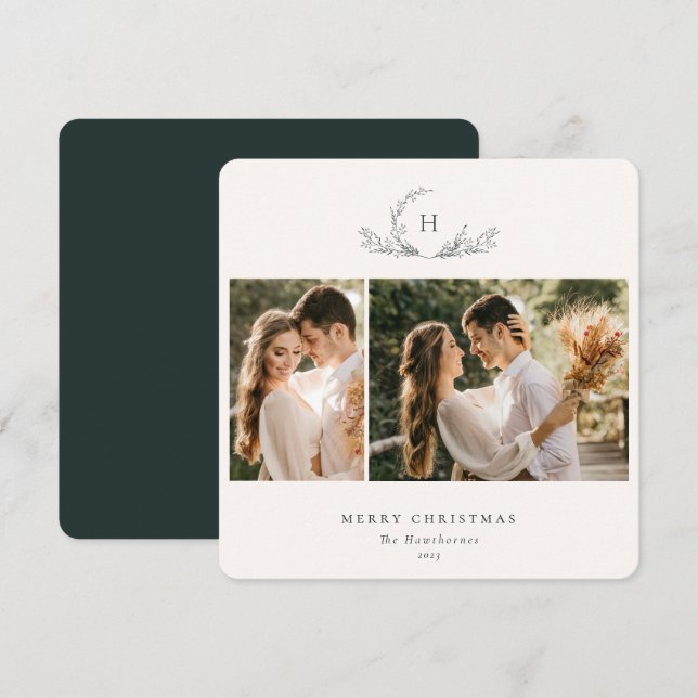 Cartão de Férias Orgânico Monograma 2 (Frente/Verso)