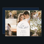 Cartão de Férias Orgânico Monograma 5<br><div class="desc">Coroa de monograma botânica com folheto natural orgânico,  5 cartão de festas.</div>