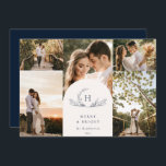 Cartão de Férias Orgânico Monograma 5<br><div class="desc">Coroa de monograma botânica com folheto natural orgânico,  5 cartão de festas.</div>