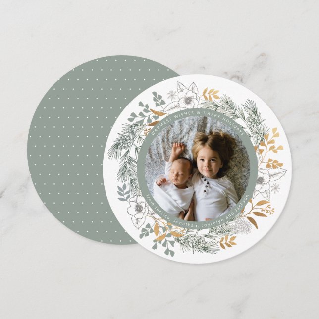 Cartão de Férias Personalizadas de Feriado Floral  (Frente/Verso)