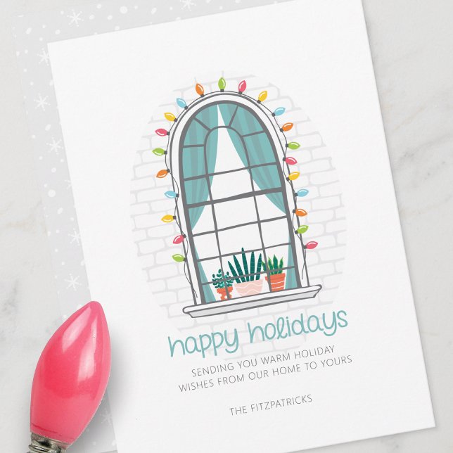 Cartão de Férias Plana da Janela de Natal Fácil (Criador carregado)