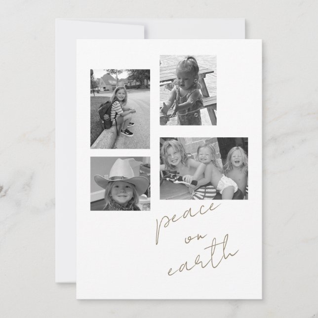 Cartão de Férias Plana de Foto B/W da Peace on Ear (Frente)