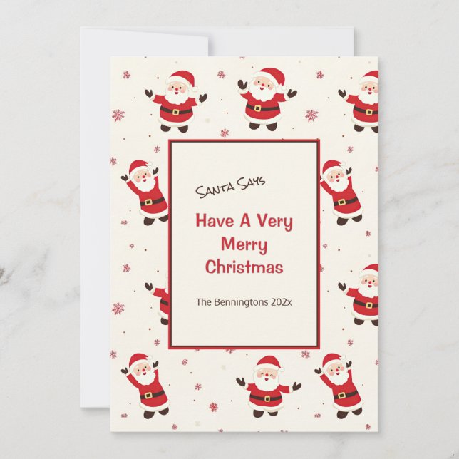 Cartão de Férias Plana de Natal para Papais noeis  (Frente)