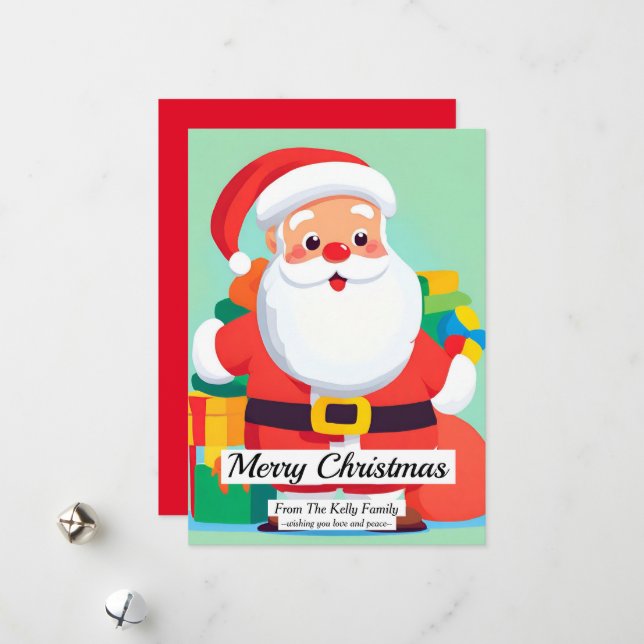 Cartão de Férias Planas de Natal do Papai Noel (Frente/Verso In Situ)