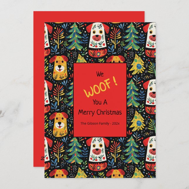 Cartão de Férias Planas de Natal para Cães Bons (Frente/Verso)