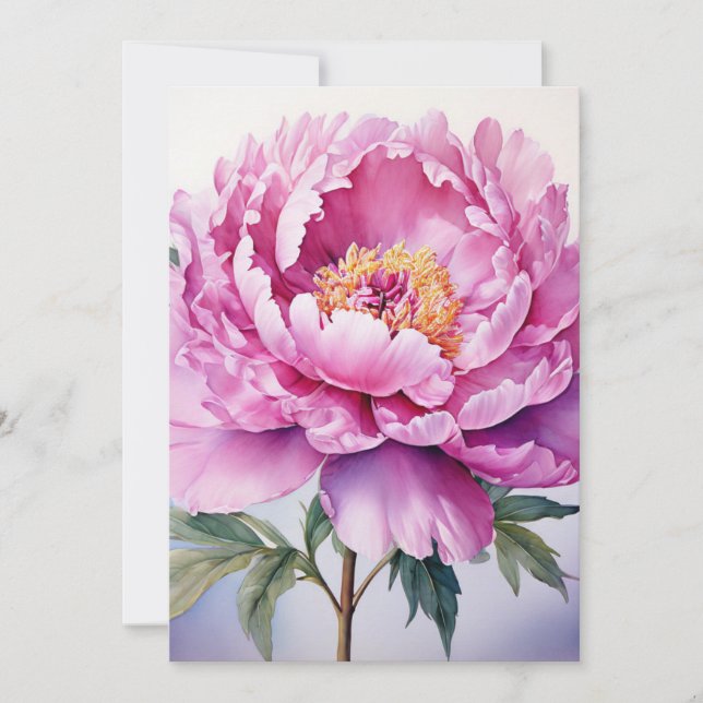 Cartão de Férias Planas de Peony Watercolor (Frente)