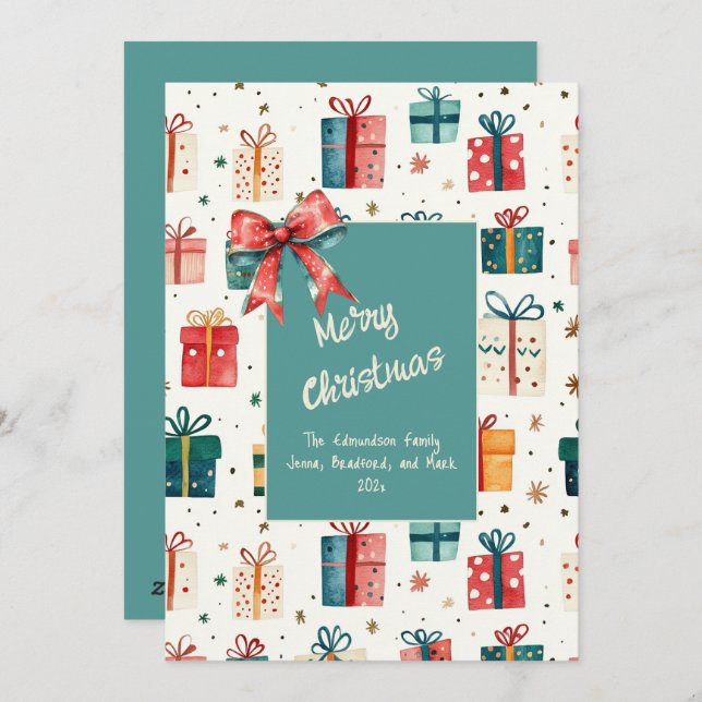 Cartão de Férias Plano para Pacotes de Presente Vi (Frente/Verso)