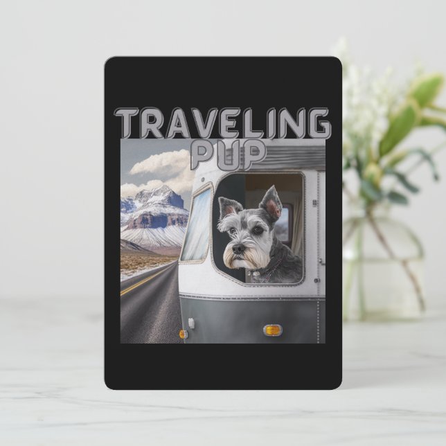 Cartão de Férias Plano PostCard Pup Viajante (Em pé/Frente)