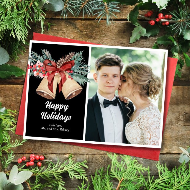 Cartão de Férias Plano Vintage Bells (Criador carregado)