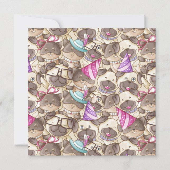 Cartão de Férias Pugs da Festa (Frente)