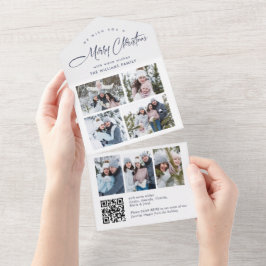 Cartão de Férias QR de Saudação Fotográfica Elegan