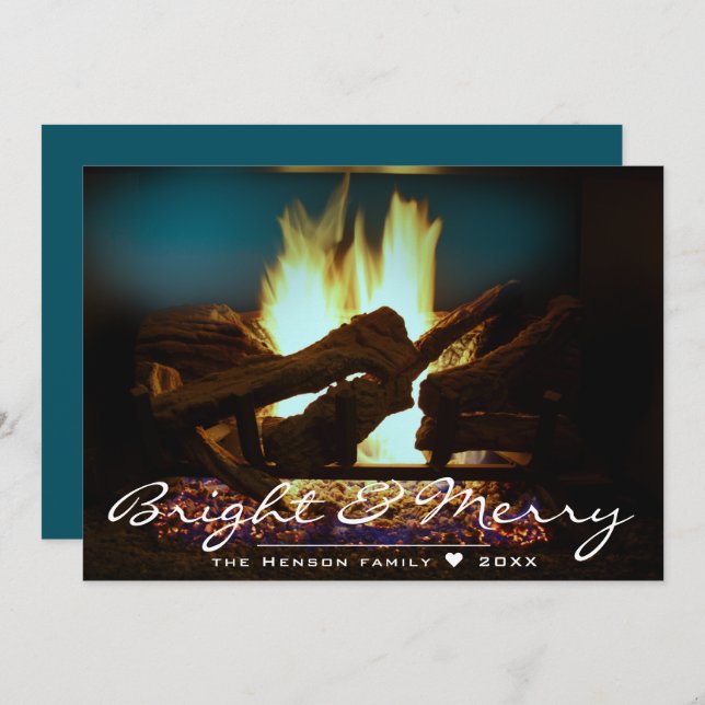 Cartão de Férias Quente-Lareira Russo de Madeira C (Frente/Verso)