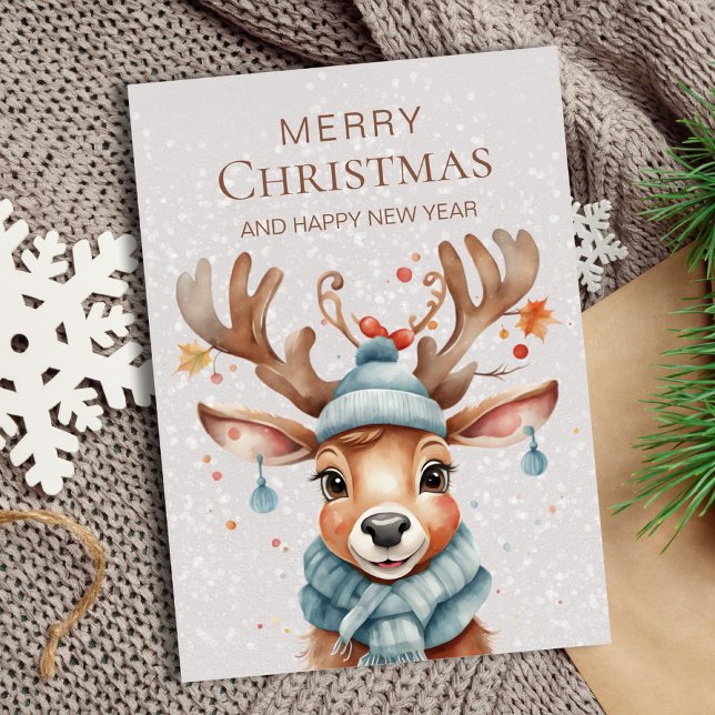 Cartão de Férias Rosa-Rosa para Reinador de Natal (Criador carregado)