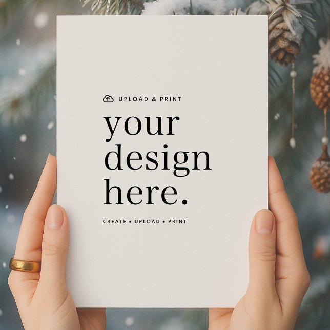 Cartão de Férias | Seu Design Enviado Cartões de N (A DIY flat holiday card template to upload your own design from  Photoshop, Canva & more!)