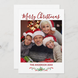 Cartão de Férias Simples de Uma Foto da Família Pe