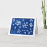 Cartão de Férias Snowflakes Noturno Snowny<br><div class="desc">Esta ilustração caprichosa de "flocos de neve dançantes" é um cartões de natal perfeito para o Natal e Hanukkah. Este design original enfeita essas cartas que são perfeitas para cartões de natal. Eles também são excelentes como convites para festas e notas especiais. Personalize-os com sua própria mensagem especial ou use...</div>