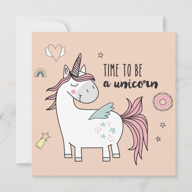 Cartão de Férias Unicorn Bonito (Frente)