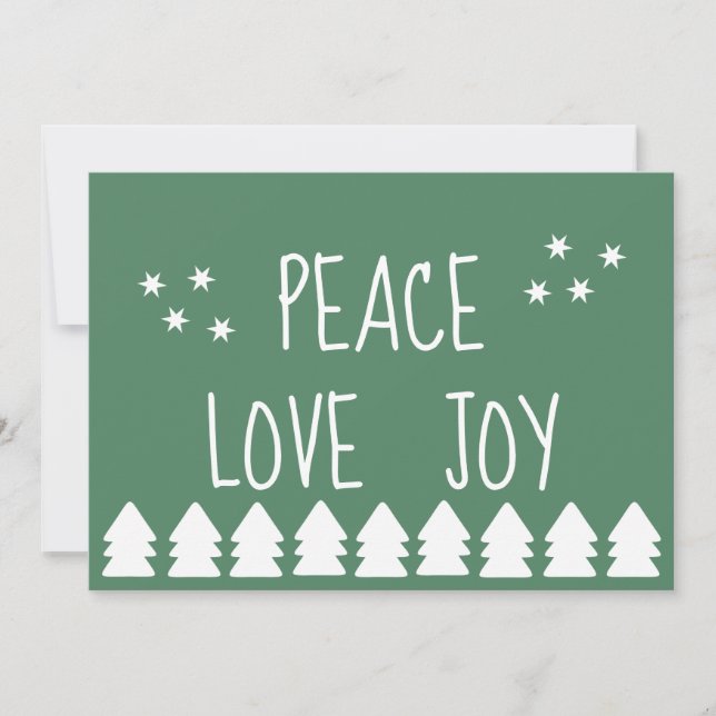 Cartão de Férias Verdes para Joy Peace Love (Frente)
