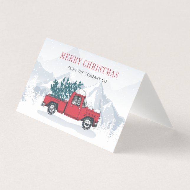Cartão de Férias Vermelho de Caminhão de Feliz Nat (Frente)
