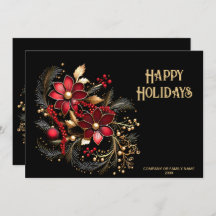 Cartão de Férias Vermelho Decorativo