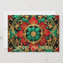 Cartão de Férias Vermelho Verde