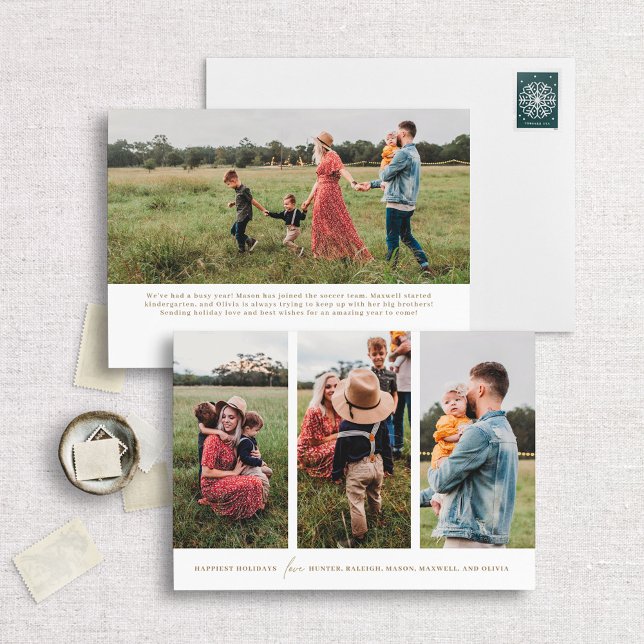 Cartão de Férias Vertical de 3 Fotografias Mínimas (Criador carregado)