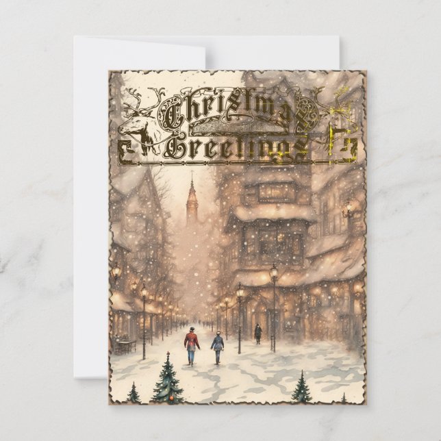 Cartão de Férias Vintage para cartões de natal (Frente)