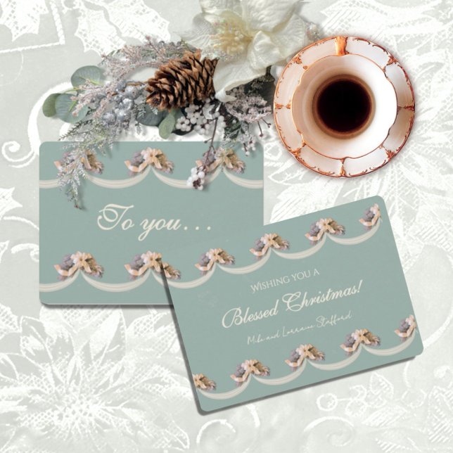 Cartão de Férias Vitoriano Floral de Bênção (Criador carregado)