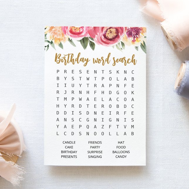 Cartão de Festa de aniversário do jogo de busca do (Criador carregado)