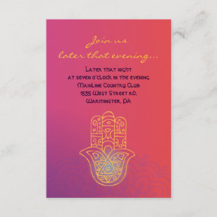 CARTÃO DE FESTA DE BAT MITZVAH HAMSA MÃO Laranja V