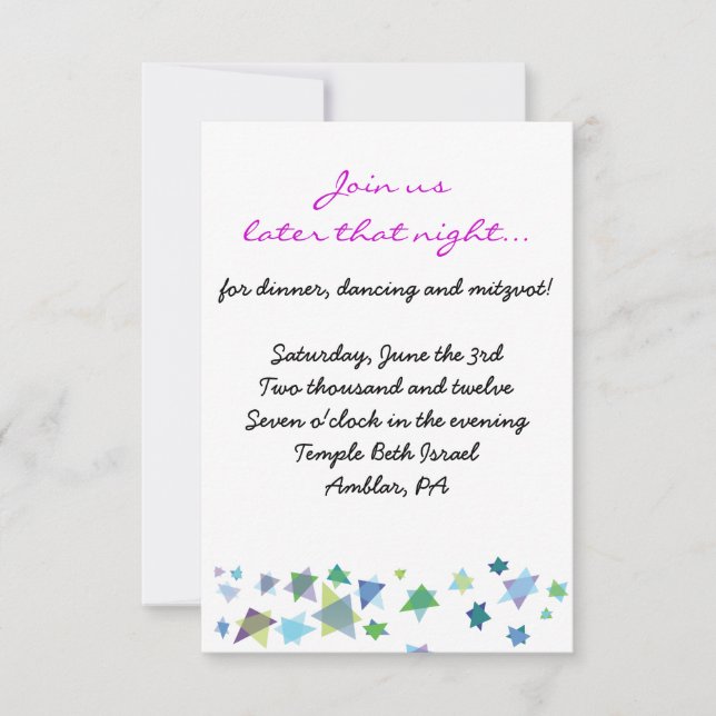 Cartão de Festa de Convite à Árvore Vida Bat Mitzv (Frente)