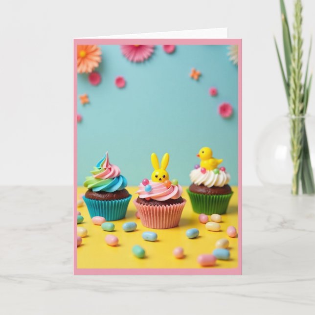 Cartão de Festa de Cupcake Doce (Frente)