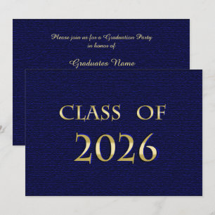 Cartão de Festa de Formatura da Turma de 2026 Azul
